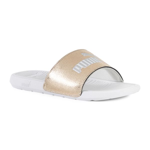 Klapki PUMA Cool Cat 2.0 Metallic Shine. Szare klapki Puma, bez wzorów, z materiału, bez obcasa. Za 94,99 zł.