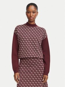 Guess Sweter W5BR23 Z3JD2 Bordowy Regular Fit. Czerwone swetry klasyczne Guess, s, z syntetyku, bez kołnierzyka. Za 434,99 zł.