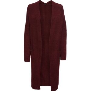 Długi sweter bez zapięcia bonprix czerwony klonowy. Długie swetry marki bonprix. Za 49,99 zł.