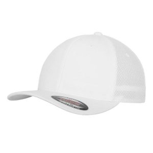 Czapka Z Daszkiem Tactel Mesh. Białe czapki FLEXFIT, bez wzorów, z meshu. Za 81,99 zł.