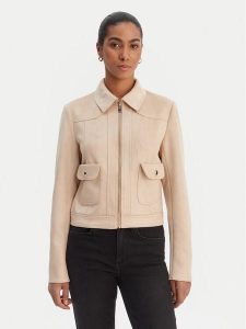 Morgan Kurtka z imitacji skóry 261-GELATO Beżowy Slim Fit. Brązowe kurtki Morgan, bez wzorów, ze skóry, bez kaptura. Za 349,99 zł.