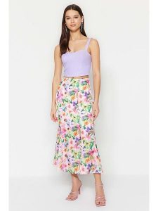 Trendyol Spódnica w kolorze jasnoróżowo-fioletowo-zielonym rozmiar: 36. Czerwone spódnice Trendyol, bez wzorów, maxi. Za 73,99 zł.