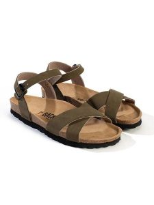 BACKSUN Sandały w kolorze khaki rozmiar: 42. Brązowe sandały Backsun, bez wzorów, z otwartym noskiem, bez obcasa, bez zapięcia. Za 130,99 zł.