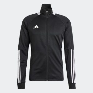 Bluza treningowa do piłki nożnej ADIDAS Sereno. Czarne bluzy ADIDAS, m, bez wzorów, z dresówki, bez kaptura. W wyprzedaży za 169,99 zł.