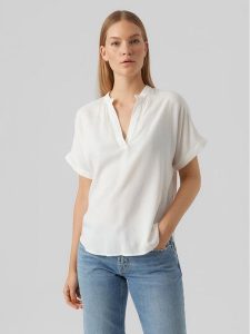 Vero Moda Bluzka Beauty 10279697 Biały Regular Fit. Białe bluzki Vero Moda, xs, bez wzorów, z wiskozy, bez kołnierzyka, bez ramiączek. Za 79,99 zł.