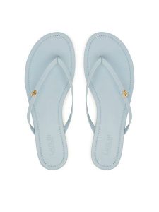 LAUREN RALPH LAUREN Japonki 802953931012 Niebieski jasny. Niebieskie klapki Lauren Ralph Lauren, bez wzorów, ze skóry, bez obcasa. Za 379,99 zł.