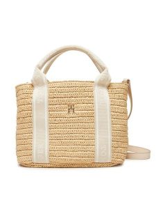 Tommy Hilfiger Torebka Th Spring Logo Mini Tote AW0AW17199 Beżowy. Brązowe torebki klasyczne TOMMY HILFIGER, bez wzorów, z syntetyku, bez dodatków. Za 419,99 zł.