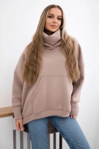 Bluza ocieplana oversize ciemno beżowa. Brązowe bluzy KESI, l, bez wzorów, z bawełny, bez kaptura. Za 270,16 zł.