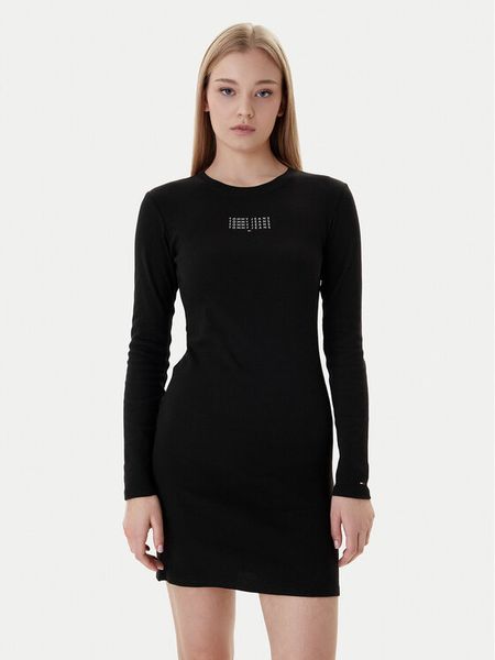 Tommy Jeans Sukienka codzienna Linear DW0DW21902 Czarny Slim Fit. Czarne kombinezony Tommy Jeans, m, bez wzorów, z bawełny, bez kołnierzyka, bez ramiączek. Za 259,99 zł.