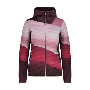 Kurtka hybrydowa z kapturem damska CMP. Czerwone kurtki CMP, bez wzorów, z kapturem. W wyprzedaży za 417,00 zł.