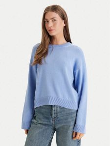 Calvin Klein Sweter LV047D305G Niebieski Relaxed Fit. Niebieskie swetry klasyczne Calvin Klein, xs, z bawełny, bez kołnierzyka. Za 489,99 zł.