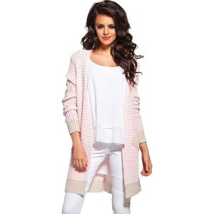 Sweter w kolorze różowo-beżowym. Brązowe swetry klasyczne marki LEMONIADE, ze splotem. Za 87,95 zł.