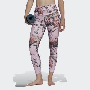Damskie legginsy z nadrukiem do jogi adidas Essentials. Białe legginsy ADIDAS, bez wzorów. W wyprzedaży za 181,30 zł.