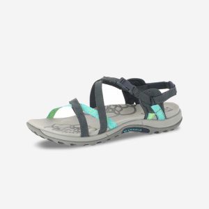 Sandały turystyczne Jacardia damskie. Niebieskie buty trekkingowe Merrell, bez wzorów, z kauczuku, bez obcasa, bez zapięcia. W wyprzedaży za 249,99 zł.