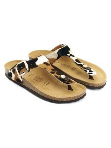 Mandel Skórzane japonki "Blanca" w kolorze biało-jasnobrązowym rozmiar: 36. Białe klapki Mandel, bez wzorów, bez obcasa. Za 173,99 zł.