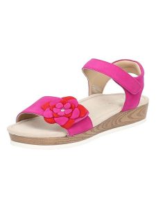Ara Shoes Skórzane sandały w kolorze różowym rozmiar: 41. Różowe sandały Ara Shoes, z aplikacjami, ze skóry, z otwartym noskiem, bez obcasa, na koturnie, bez zapięcia. Za 241,56 zł.