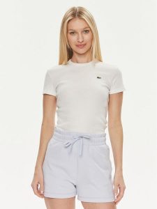 Lacoste T-Shirt TF5538 Biały Regular Fit. Białe t-shirty Lacoste, bez wzorów, z bawełny, bez kołnierzyka, bez ramiączek. Za 209,99 zł.