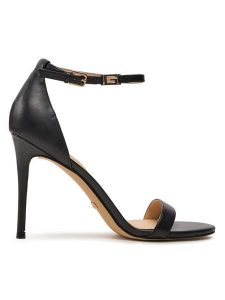 Guess Sandały Kabail FL8KIL LEA03 Czarny. Czarne sandały Guess, z aplikacjami, ze skóry, bez obcasa, na szpilce, bez zapięcia. Za 379,99 zł.