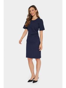 SAINT TROPEZ Sukienka "Genny" w kolorze granatowym rozmiar: XXL. Niebieskie sukienki Saint Tropez, na imprezę, s, bez wzorów, z wiskozy, klasyczne, bez kołnierzyka, bez ramiączek, mini. Za 158,10 zł.