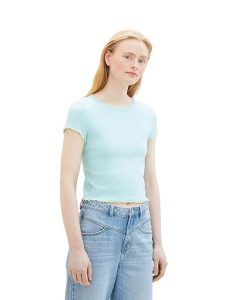 Tom Tailor Koszulka w kolorze błękitnym rozmiar: XL. Niebieskie bluzki Tom Tailor, xl, bez wzorów, bez kołnierzyka, bez ramiączek. Za 26,31 zł.