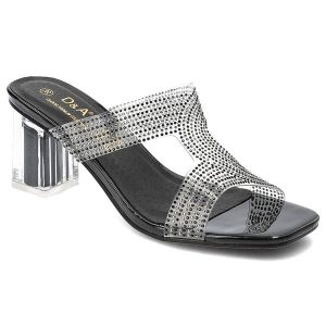 Czarne Klapki S.Barski Eleganckie Buty Damskie. Czarne klapki S.BARSKI, z aplikacjami, ze skóry, bez obcasa, na obcasie. Za 149,00 zł.