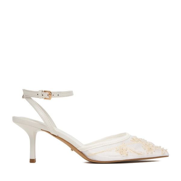 Czółenka DeeZee. Białe czółenka DeeZee, bez wzorów, bez obcasa, bez zapięcia. Za 159,99 zł.