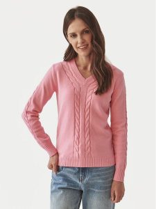 Tatuum Sweter Wira T2416.092B Różowy Regular Fit. Czerwone swetry klasyczne Tatuum, xl, z wiskozy, bez kołnierzyka. Za 209,99 zł.