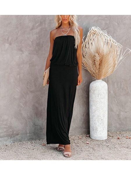 LA Angels Sukienka w kolorze czarnym rozmiar: L. Czarne sukienki LA Angels, na co dzień, l, bez wzorów, bez kołnierzyka, bez ramiączek, maxi, proste. Za 87,19 zł.