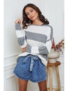 So Cachemire Sweter "Epi" w kolorze biało-szarym rozmiar: S. Białe swetry oversize So Cachemire, s, bez wzorów, z kaszmiru, bez ramiączek. Za 201,08 zł.