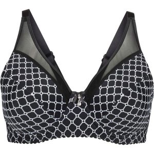 Biustonosz minimizer z siateczką. Czarne biustonosze bonprix, bez wzorów. Za 69,99 zł.