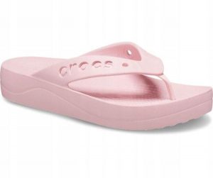 Japonki Dla Dorosłych Crocs Baya Platform Flip. Brązowe klapki Crocs, bez wzorów, z materiału, bez obcasa. Za 139,99 zł.