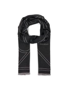 Calvin Klein Szal Emblem Repeat Lw Shawl W Fringes LV04F8074G Czarny. Czarne rękawiczki Calvin Klein, bez wzorów, z materiału. Za 249,99 zł.