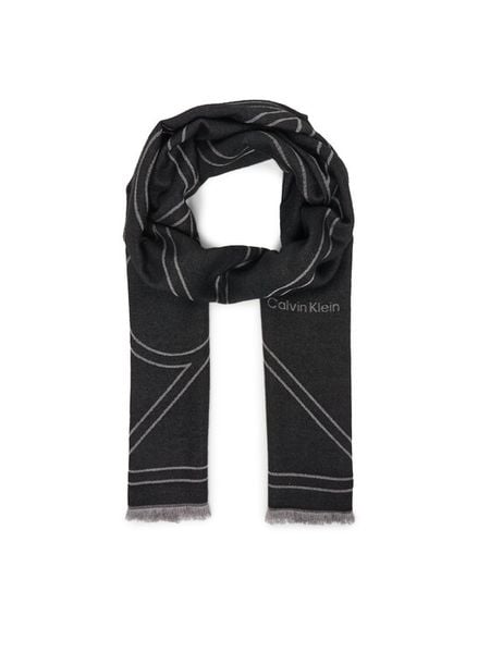 Calvin Klein Szal Emblem Repeat Lw Shawl W Fringes LV04F8074G Czarny. Czarne rękawiczki Calvin Klein, bez wzorów, z materiału. Za 209,99 zł.