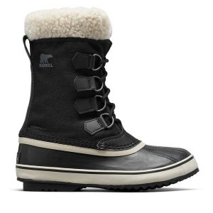 Śniegowce Sorel. Czarne buty zimowe Sorel, bez obcasa, bez zapięcia. Za 489,99 zł.