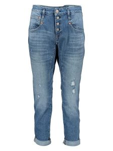 Herrlicher Dżinsy - Boyfriend fit - w kolorze niebieskim rozmiar: W25. Niebieskie jeansy Herrlicher, z aplikacjami, ze skóry, z podwyższonym stanem. Za 212,95 zł.