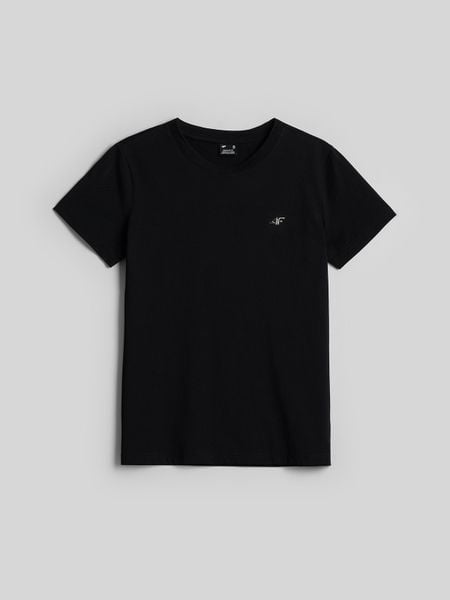 4F T-shirt regular gładki damski - czarny XL. Czarne t-shirty 4f, uniwersalny, bez wzorów, z bawełny, bez kołnierzyka, bez ramiączek. Za 49,99 zł.