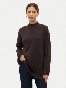 Vero Moda Sweter Plaza 10290784 Brązowy Loose Fit. Brązowe swetry klasyczne Vero Moda, xl, z syntetyku, bez kołnierzyka. Za 99,99 zł.