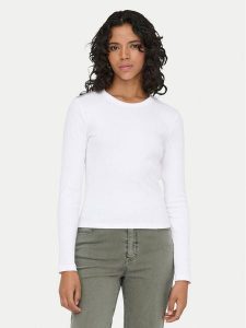 ONLY Bluzka Val 15371305 Biały Regular Fit. Białe bluzki ONLY, l, bez wzorów, z bawełny, bez kołnierzyka, bez ramiączek. Za 79,99 zł.