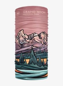 Chusta wielofunkcyjna Buff Coolnet UV National Parks - grand teton. Brązowe apaszki i chusty Buff, bez wzorów, z elastanu. Za 84,99 zł.