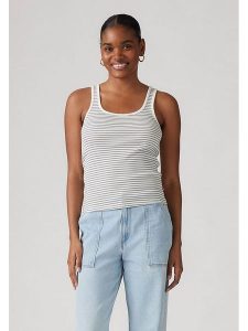 Levi's Top w kolorze biało-czarnym rozmiar: S. Białe topy Levi's®, s, bez wzorów, z bawełny, bez kołnierzyka, bez ramiączek. Za 89,88 zł.