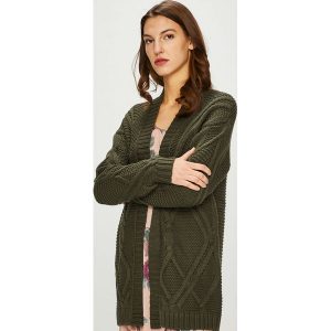 Vero Moda - Kardigan. Brązowe kardigany marki Vero Moda, z acetatu. W wyprzedaży za 119,90 zł.