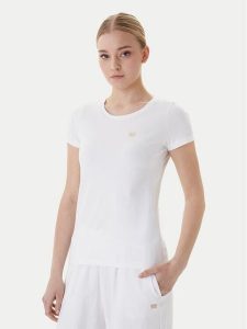 EA7 Emporio Armani T-Shirt 7W001045 AF10373 U0002 Biały Slim Fit. Białe t-shirty EA7 Emporio Armani, l, bez wzorów, z bawełny, bez kołnierzyka, bez ramiączek. Za 269,99 zł.