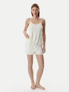 KARL LAGERFELD Piżama B1W45011 Beżowy jasny Regular Fit. Brązowe piżamy KARL LAGERFELD, bez wzorów, z wiskozy, bez ramiączek. Za 529,99 zł.