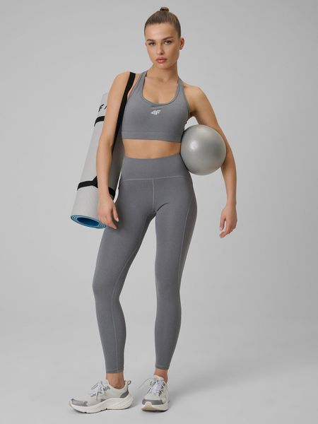 4F Legginsy treningowe szybkoschnące damskie - szare XS. Szare legginsy 4f, bez wzorów, z podwyższonym stanem, długie. Za 149,99 zł.