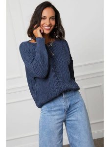 L'armoire de Suzette Sweter w kolorze granatowym rozmiar: 38/40. Niebieskie swetry oversize L'armoire de Suzette, l, bez wzorów, ze splotem, bez ramiączek. Za 134,85 zł.