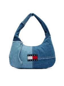 Tommy Jeans Torebka Tjw Denim Patchwork Shoulder Bag AW0AW18471 Niebieski. Niebieskie torebki klasyczne Tommy Jeans, bez wzorów, z denimu, bez dodatków. Za 489,99 zł.