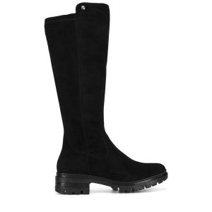 Kozaki Rieker. Czarne kozaki Rieker, bez wzorów, bez obcasa, na słupku, bez zapięcia. Za 311,00 zł.