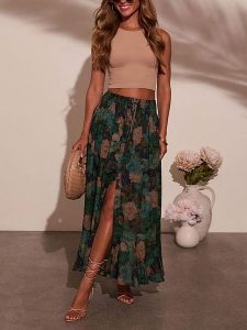 Milan Kiss Spódnica w kolorze zielono-granatowym rozmiar: XL. Niebieskie spódnice Milan Kiss, xl, bez wzorów, maxi. Za 144,24 zł.