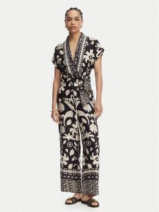 LOLA CASADEMUNT Kombinezon LS2616033 Czarny Regular Fit. Czarne sukienki LOLA CASADEMUNT, m, bez wzorów, z wiskozy, bez kołnierzyka, bez ramiączek. Za 543,99 zł.