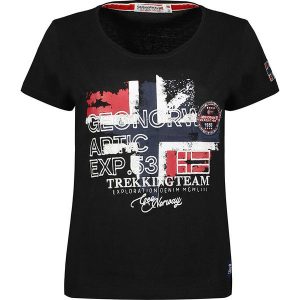 Geographical Norway Koszulka "Jarry" w kolorze czarnym rozmiar: XL. Czarne bluzki Geographical Norway, xl, bez wzorów, z bawełny, bez kołnierzyka, bez ramiączek. Za 41,69 zł.